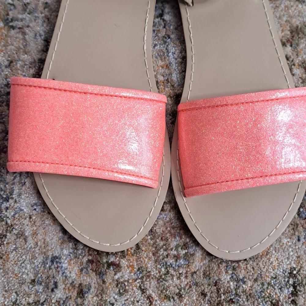 Crewcuts Girls Sandals K5 Glitter Watermelon Sparkly Straps Flats